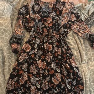 Floral Black and Pink Women's Dress